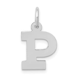14k White Gold, Amanda Collection, Small Block Style Initial P Pendant